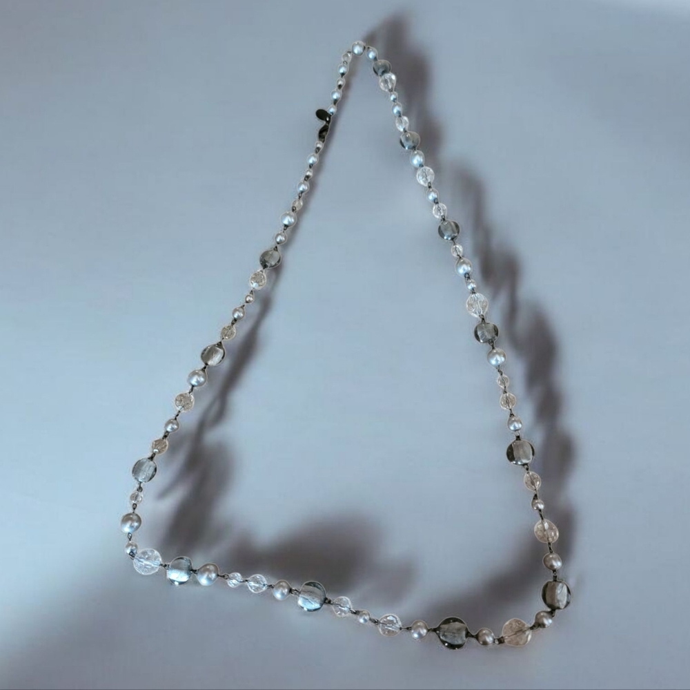 White House Black Market Silver and Gray Beaded Necklace